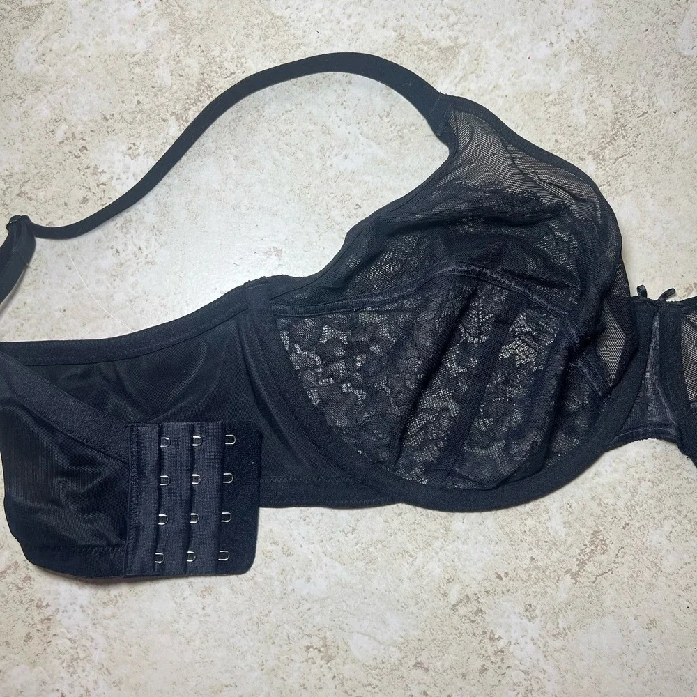 HSIA Elegant Black Lace Unlined Underwire Full Figure Balconette Bra Size 40DD